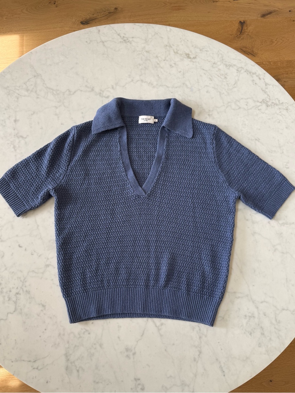 The Reset R Label Blue Eco Polo Sweater Sz S